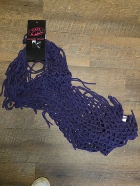 Steve Madden Deep Purple Open-Knit Infinity Scarf with Fringe